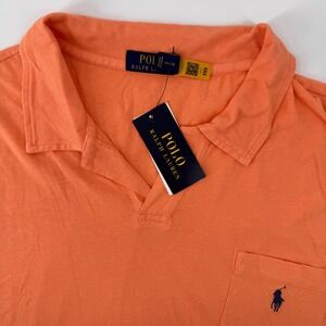 Polo Ralph Lauren Polo Shirt Mens XXL Orange Cotton Linen Short Sleeve Pocket